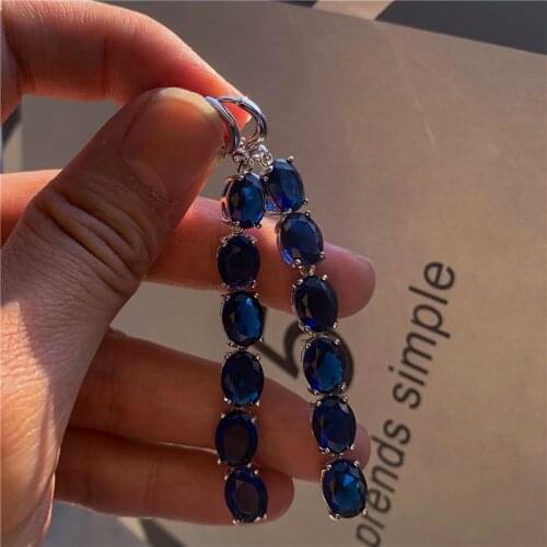 Vintage Female White Crystal Hoop Earrings Big Rose Gold Silver Color Earrings For Women Oval Zircon Wedding Earrings Jewelry