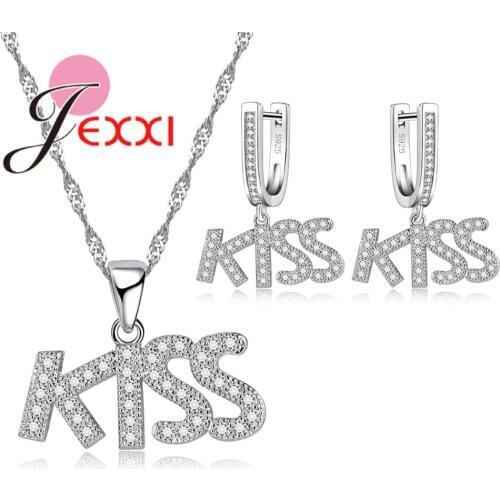 High Quality Rhinestone 925 Sterling Silver Pendant Necklace Earrings Sets For Wedding Engagement Jewelry Accessories