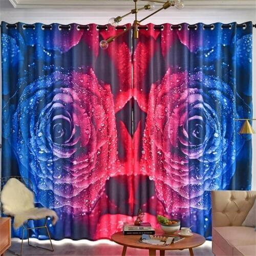 New simple modern style bedroom living room balcony personality creative blackout curtains rose curtains wedding curtain