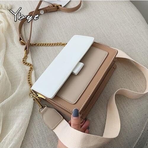 YBYT new women designer handbags 2020 fashion high quality PU leather small crossbody bag panelled chain lady shoulder flap bag
