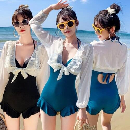 Swimwear Womens Jumpsuit 2021 New Ins Cover Meat Show Lean Sexy Steel Hold Gathered Hot Spring Swimwear