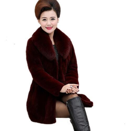 Elegant Comfortable Imitation Fur Coat Women Clothing 2019 Winter Long Fur Collar Fashion Coats Large Size Women Outwear f1886