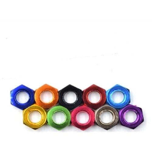10pcs DIN934 colourful m3 m4 m5 m6 Aluminum Alloy Hexagonal Hex Nut Lock Nuts for FPV RC Multicolor Red Purple Royal Gold Pink