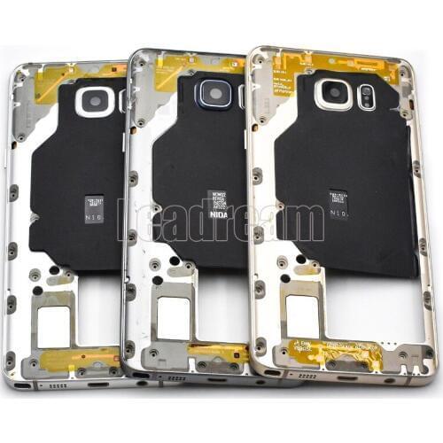 10pcs/lot DHL For Samsung Galaxy NOTE 5 N920 Middle Frame Housing Bezel With Back Camera Cover Lens and Side Button +NFC