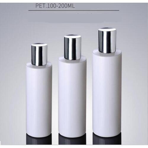 1000pcs 100ml 150ml 200ml Travel Makeup Bottle Empty Plastic Bottles Silver Cap For Liquid Lotion Cream Liquid Sample Container