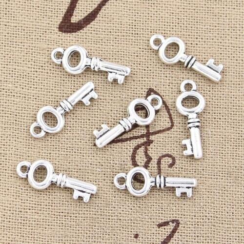 30pcs Charms Skeleton Key 17x7mm Antique Silver Color Plated Pendants Making DIY Handmade Tibetan Silver Color Jewelry