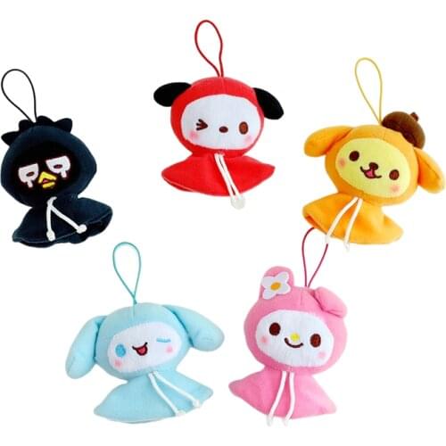 5 Styles 10Cm Anime Plush Kawaii My Melody Cinnamoroll Purin Dog BADTZ MARU Soft Stuffed Plush Keychain Kid Toys Girl Gift