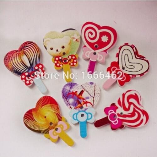 50PCs Wood Buttons Sewing Scrapbooking Lollipops Mixed 3.1cmx2.15cm Clothes Accessories