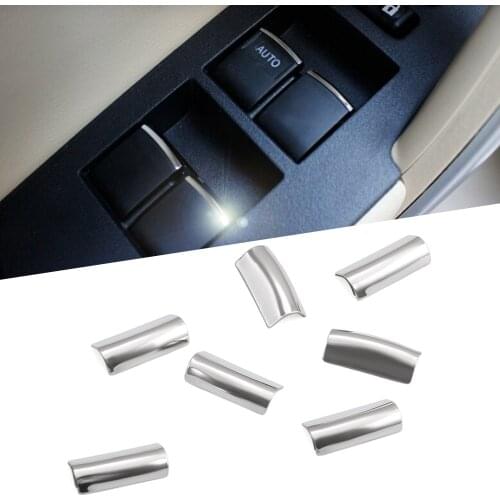 7pcs/set Stainless Steel For Toyota Corolla 2014-2017 RAV4 Camry 2012-2016 Window lift buttons sequins sticker, Car styling