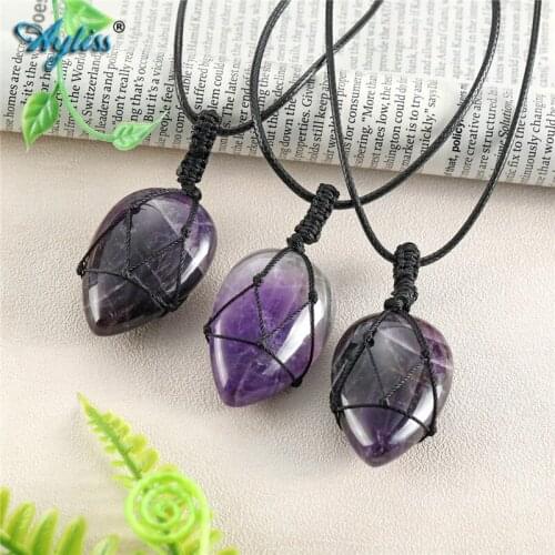 Ayliss Natural Smooth Crystal Pendant Necklace Water Teardrop Pendant Gem Stones Reiki Healing Yoga Pendants Necklaces Jewelry