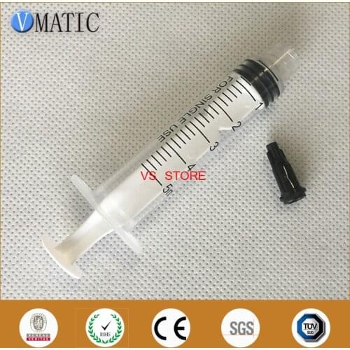 Free Shipping 10 Sets Non Sterilized Glue Dispensing Plastic Syringes 5cc / 5ml With Syringe Tip Caps/Stopper