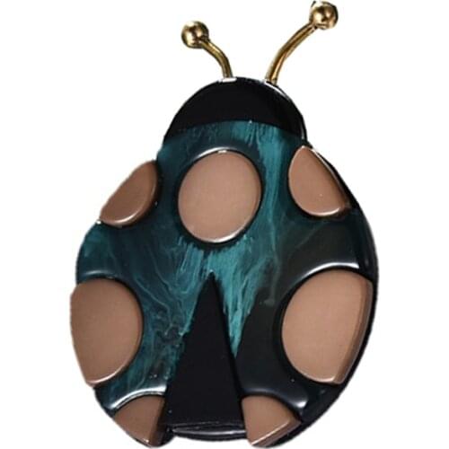 Blucome Acrylic Seven Star Ladybug Insect Animal Brooch Female Hijab Pin Suit Clothe Accessories Acrylic Brooches For Women Men