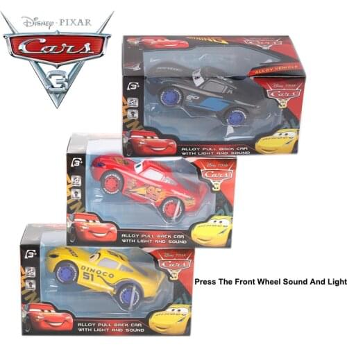 Large Disney Pixar Cars 3 Metal Black Storm Jackson Lightning McQueen Curz Sound And Light Car Toys Kids Birthday Christmas Gift