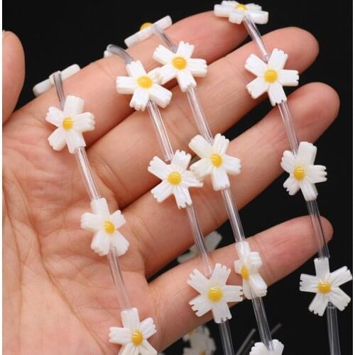 10pc Fine Natural Shell Beads Dyed Daisy Loose Spacer Bead for Jewelry Making Necklace Earrings Gifts Accessories