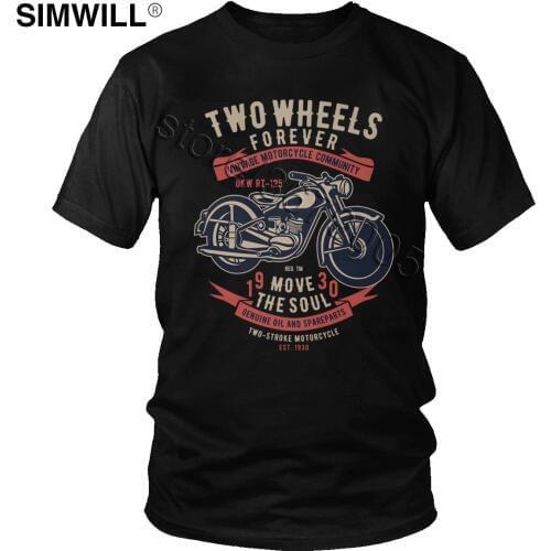 Vintage Custom Motorcycle Community Shirt Men Summer Cotton Tee Short Sleeves Athletic Fit Motor Rider Tshirt Oversized T-shirt