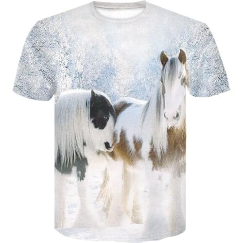 Brand design T Shirt breathable summer unisex short-sleeved t-shirts Animal Horse Harajuku 3D Print men/women comfortable Tops