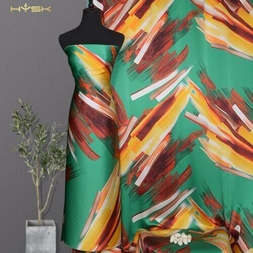 HYSK mulbery charmeuse silk satin fabric abstract painting custom digital print italian soy silk stock lot for dress shirtE2118