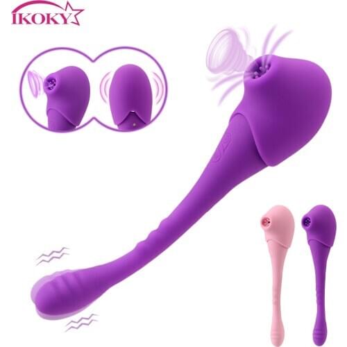IKOKY Dildo Vibrator Nipple Clit Sucker G Spot Massager Clitoris Stimulator Sex Toy for Women Vibrating Oral Sucking Vibrator