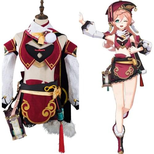 Genshin Impact Yan Fei Cosplay Costume Top Skirt Glove Bag Hat Full Suit Halloween Carnival Outfits