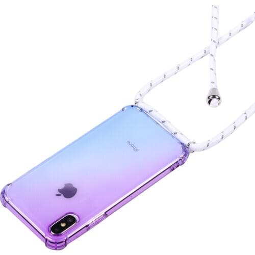 Crossbody Lanyard Rainbow aurora case for Huawei P40 Lite E P30 P20 Mate 40 30 20 PRO 20X shoulder rope cord case cover