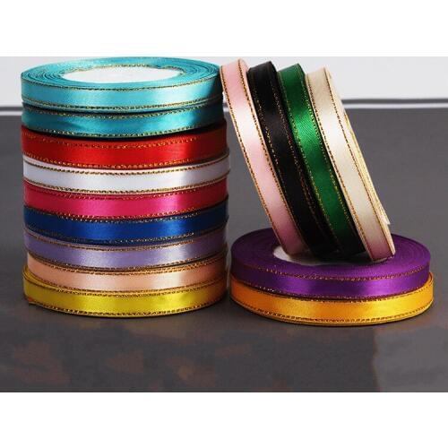 1cm 22meters Gold edge Belt Ribbon For Gift Packaging golden and silver glitter ribbon Party decoration DIY handmade materials