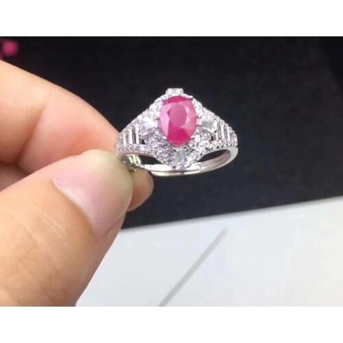 Best Wedding Ring Natural ruby ring Free shipping Natural and real ruby 925 sterling silver 5*7mm