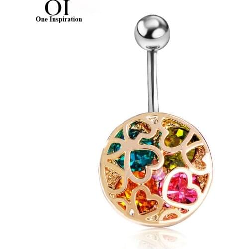 OI Fashion Korean Rhinestone Piercing Spiral Ring Belly Button Rings Women Body Jewelry Accessories Alargador De Orelha