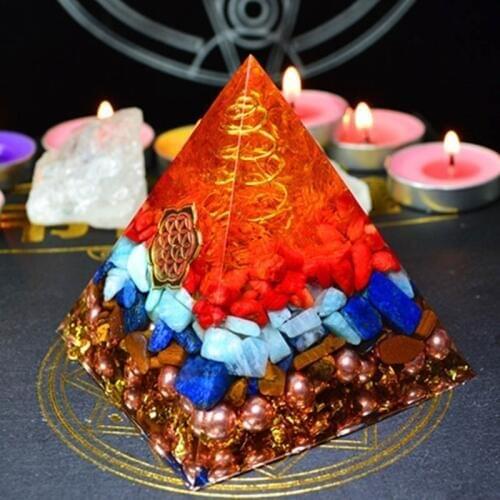 Natural Spar Orgonite Pyramid Ornaments Orgone Energy Converter Aura Chakra Stone That Changes The Magnetic Field Of Life Gift