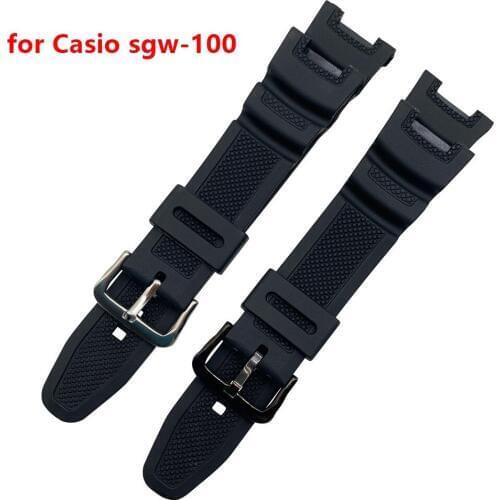 New Black Silicone Rubber waterproof Strap for Casio sgw-100 watchbands Smart watches accessories Strap Bracelet