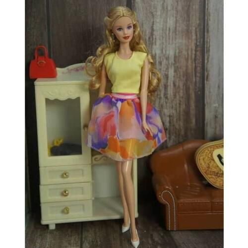 1/6 BJD Clothes for Barbie Doll Dress Yellow Shirt Tank Top Colorful Skirt FR Outfits Kurhn Clothing 11.5" Dolls Accessories Toy