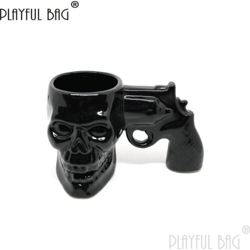 PB Playful bag Skull pistol cup Creative ceramic cup Skull figurine ornaments Outdoor camping drinking tool Best gifts TK13S
