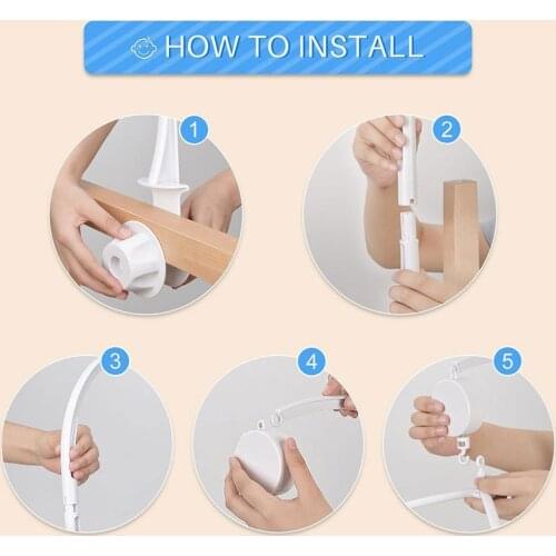 Baby Bed Bell Bracket 360 Degree Rotating Baby Bed Baby Holder Bell Mobile Rattle Crib Wind-up Interactive White Toys Bed B X4I6