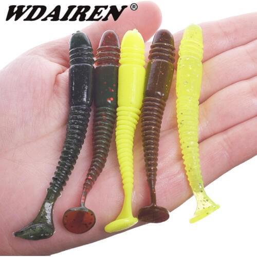 5pcs/Lot Fishing Shrimp Smell Worms Soft Lures Jigging Wobblers 7.5cm 3.2g Swimbaits With Salt Silicone Artificial Baits Tackle