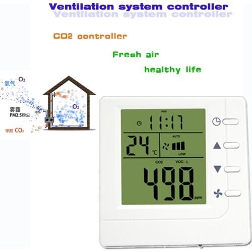 RS485 indoor air quality controller, monitors air quality and CO2 concentration, 220V with 3-speed fan output