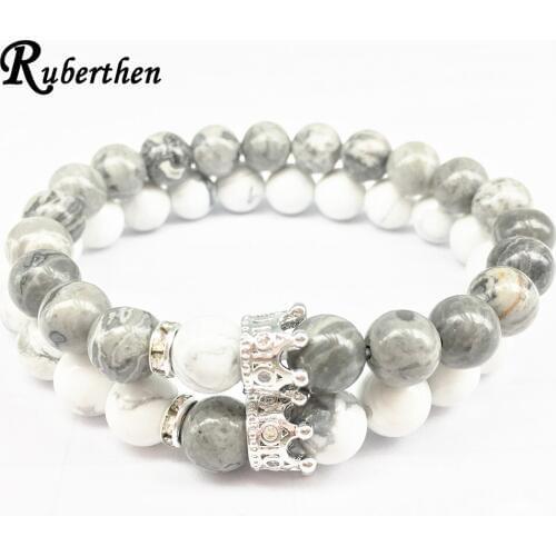 Ruberthen Hot Sale Designer Energy Bracelet Natural Map Jaspers Howlite Bracelet Best Gift Bracelet for Lovers Drop Shipping