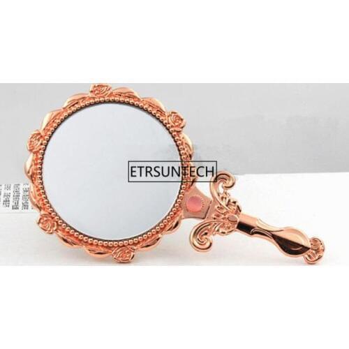 Retro Handle Makeup Mirror Portable Lace Hand Held Make up Mirrors Beauty Makeup Tool F2105