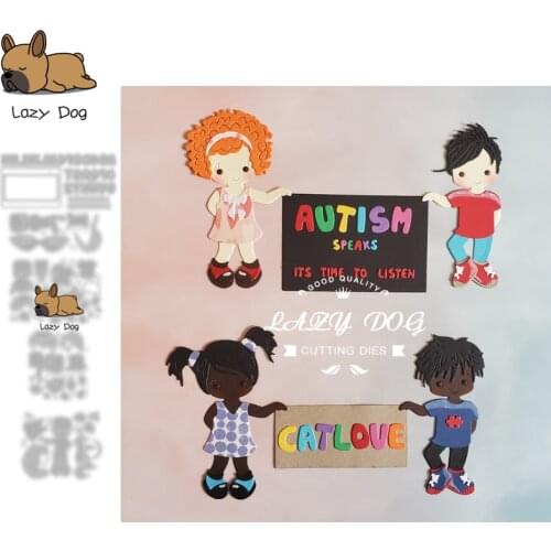 Autism Character Series Metal Cutting Dies Scrapbooking Stencil DIY Mold Craft Embossing Die Cuts Card Making New Dies For 2021