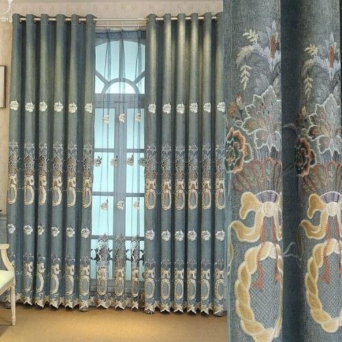 Modern Minimalist European Style Embroidered Curtains for Living Room Bedroom Balcony Study Shading Embroidered Curtains