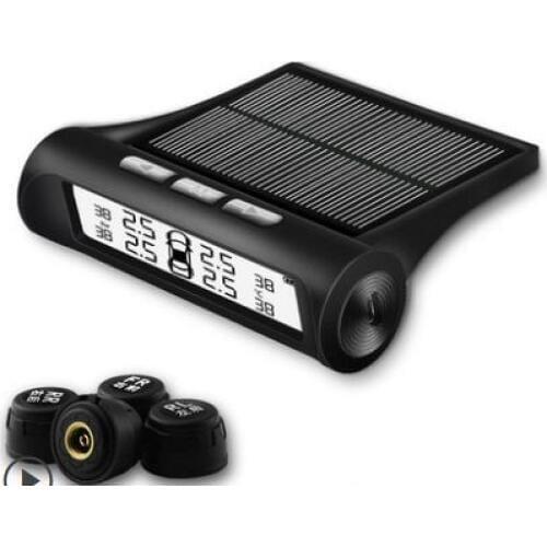 Solar power supply TPMS car tire pressure monitoring system with 4 external sensors PSI/BAR measurement High quality