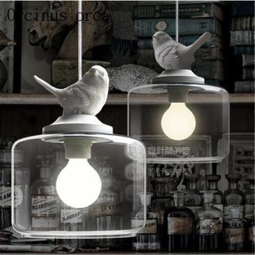 Nordic Restaurant Bar creative childrens room balcony entrance stairs single head glass bird shaped Chandelier