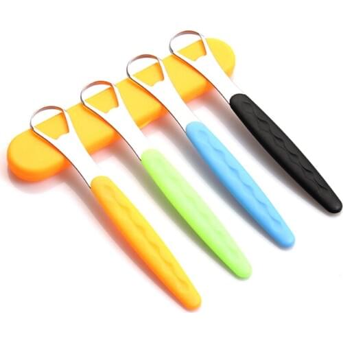 1pc Oral Tongue Brush For Adult Fresh Breath Stainless Steel Tongue Scraper With Portable Travel Case Tongue Cleaner