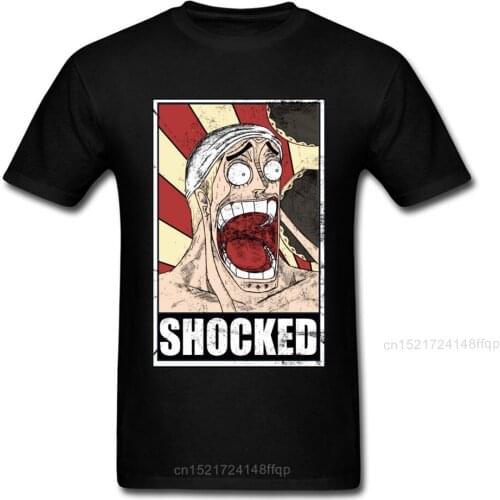 Super Funny T-shirt For Men Women One Piece T Shirt Thunder God Shocked Face Print Tshirts Mens Black Clothes Hip Hop Anime Tees