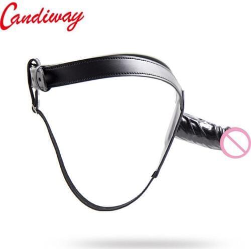 Bandoge lesbian pant BDSM Realistic Dildo GString penis textured sex cock erotic toys lover Game Fetish Leather gay punish