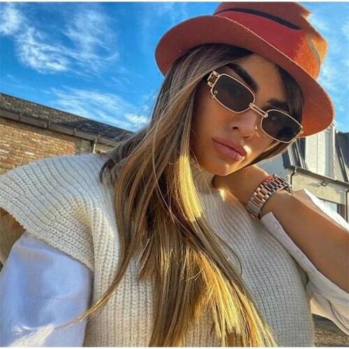 Vintage Rectangle Steampunk Sunglasses Women Men Luxury Brand Clear Lens Small Frame Square Sun Glasses 80s Shades 2021 Trendy