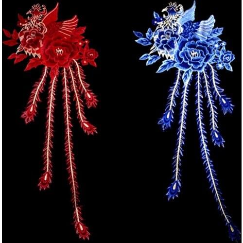 High-quality Lace embroidery sequins Phoenix flower patches Eugen yarn Applique for DIY dress Wedding dress size:68*29cm