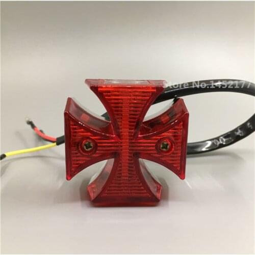 Yecnecty LED Motorcycle Rear Light Universal Mini Maltese Cross Motorbike License Plate Brake Lamp For Honda Suzuki Ducati KTM