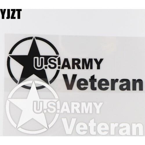 YJZT 19.6×7.5CM US ARMY Veteran Vinyl Decal Car Sticker Cartoon Word Accessories Black/Silver 4C-0333