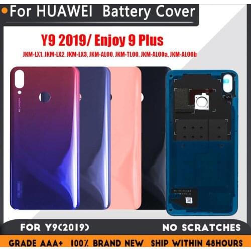 Back Battery Cover Door For Huawei Y9 2019 JKM-LX1 LX2 LX3 AL00 TL00 With repair parts,For Enjoy 9 Plus Housing Rear Replacement