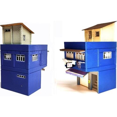 1:87 HO Scale Sand Table DIY Assembly Living House Building Model for Landscape Sand Table for Gifts