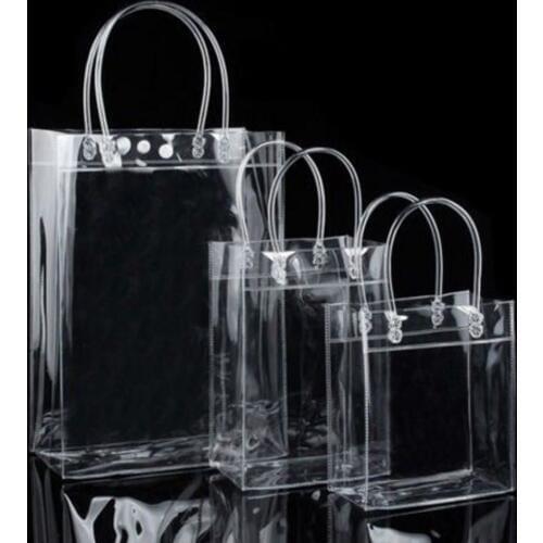 1Pc Transparent Shopping Bag PVC Clear Tote Bag Women Handbag Durable Stadium Approved Grocery Bag Eco Shopping Pouch